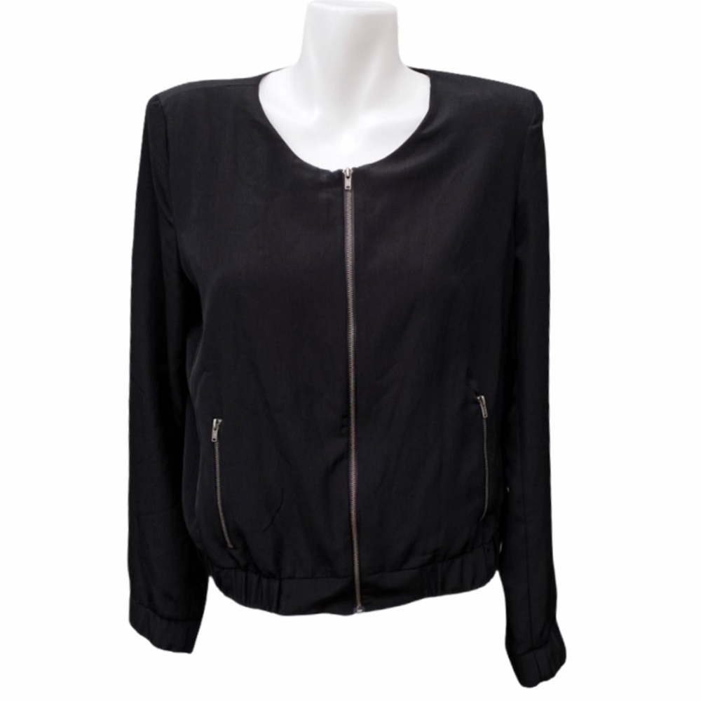 Love...ady Black Baseball Style Full Zip Jacket